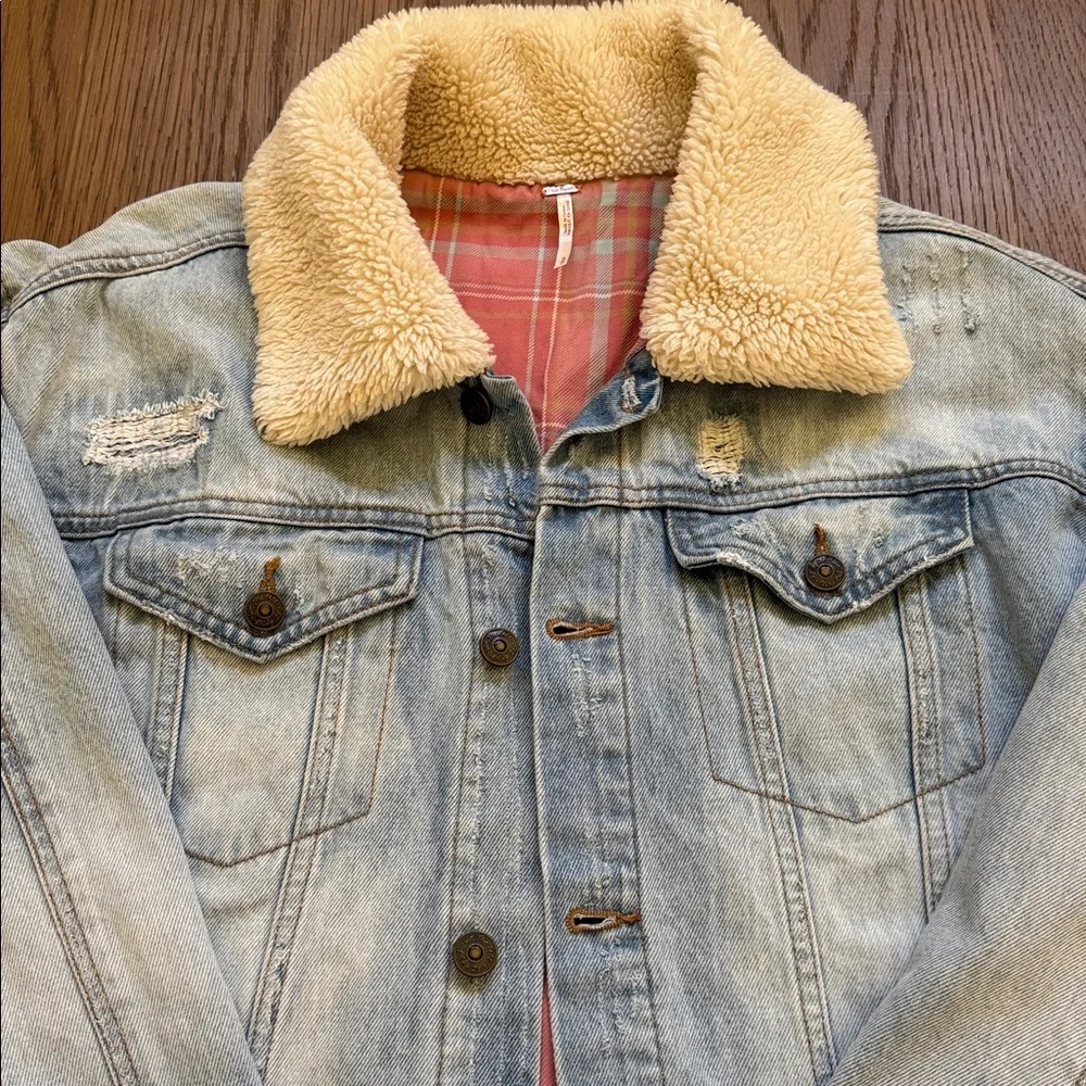 Free People Plaid Lined Trucker Jacket Size Small - Picture 2 of 7